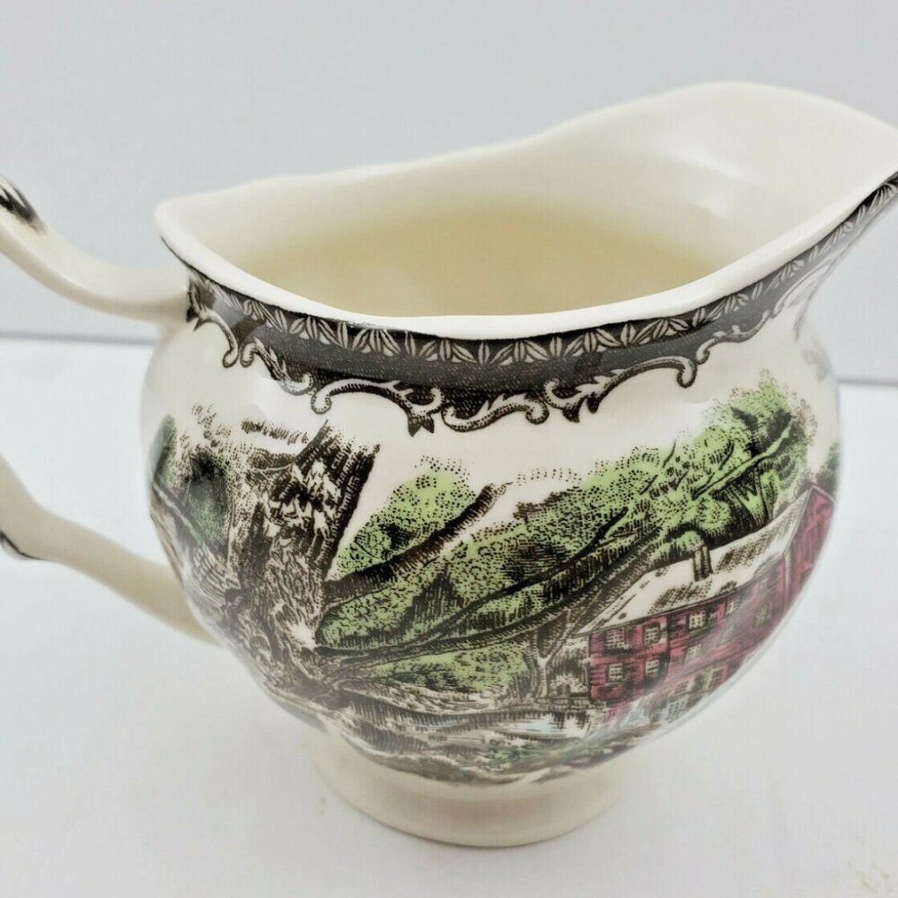 Vintage Cream Pitcher with Scenic Design